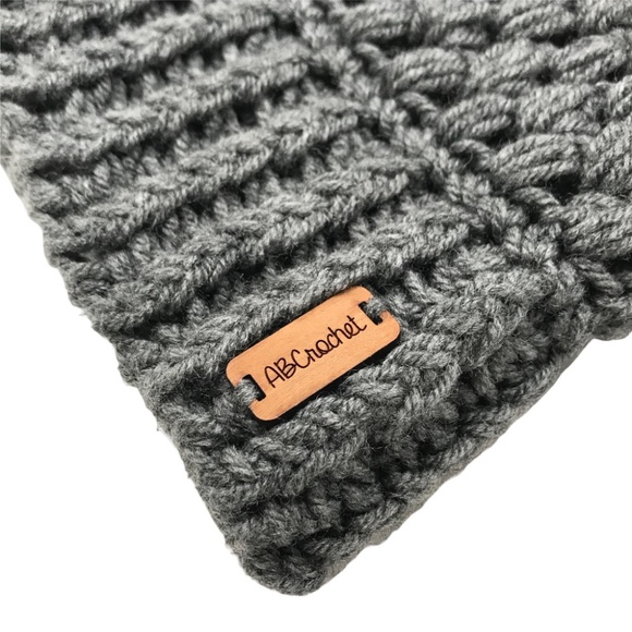 Gray with Faux Fur Pom Beanie